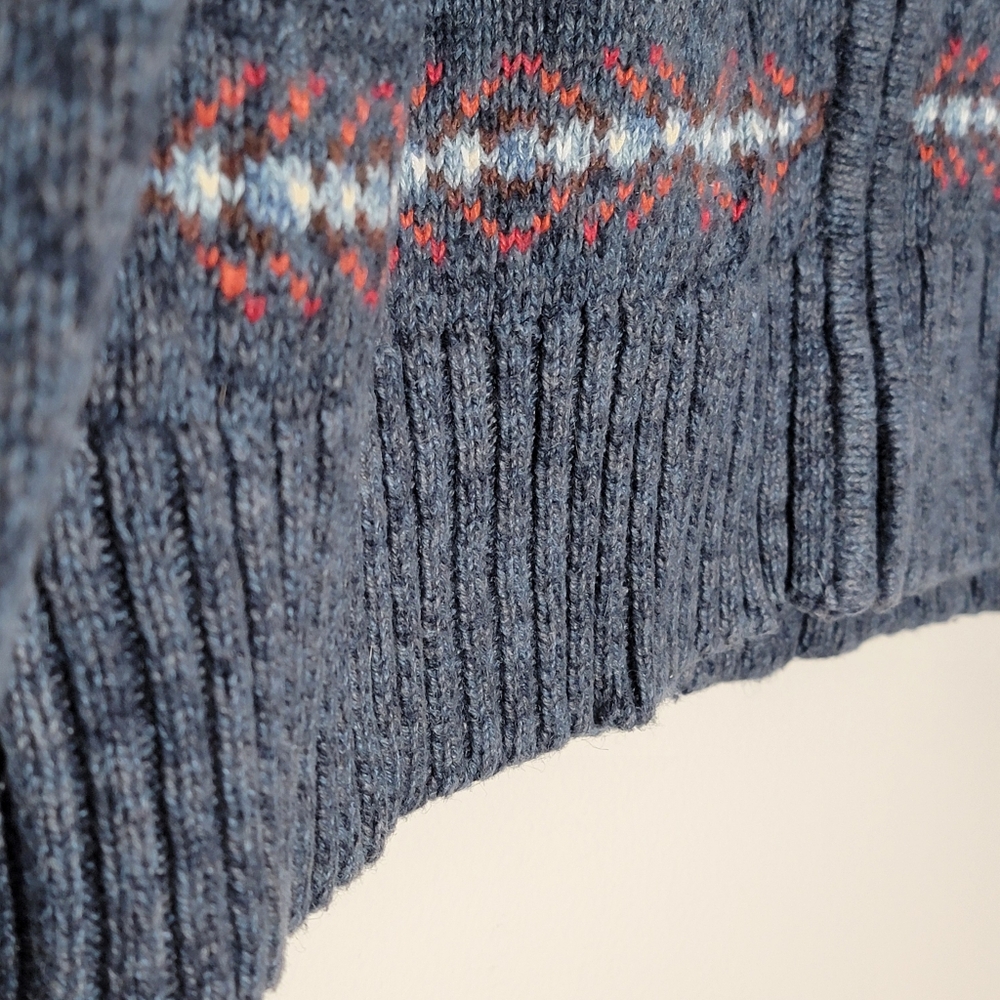 Vintage Tiara International Nordic Fair Isle Zip Front Sweater M/L Cottagecore - Picture 3 of 8